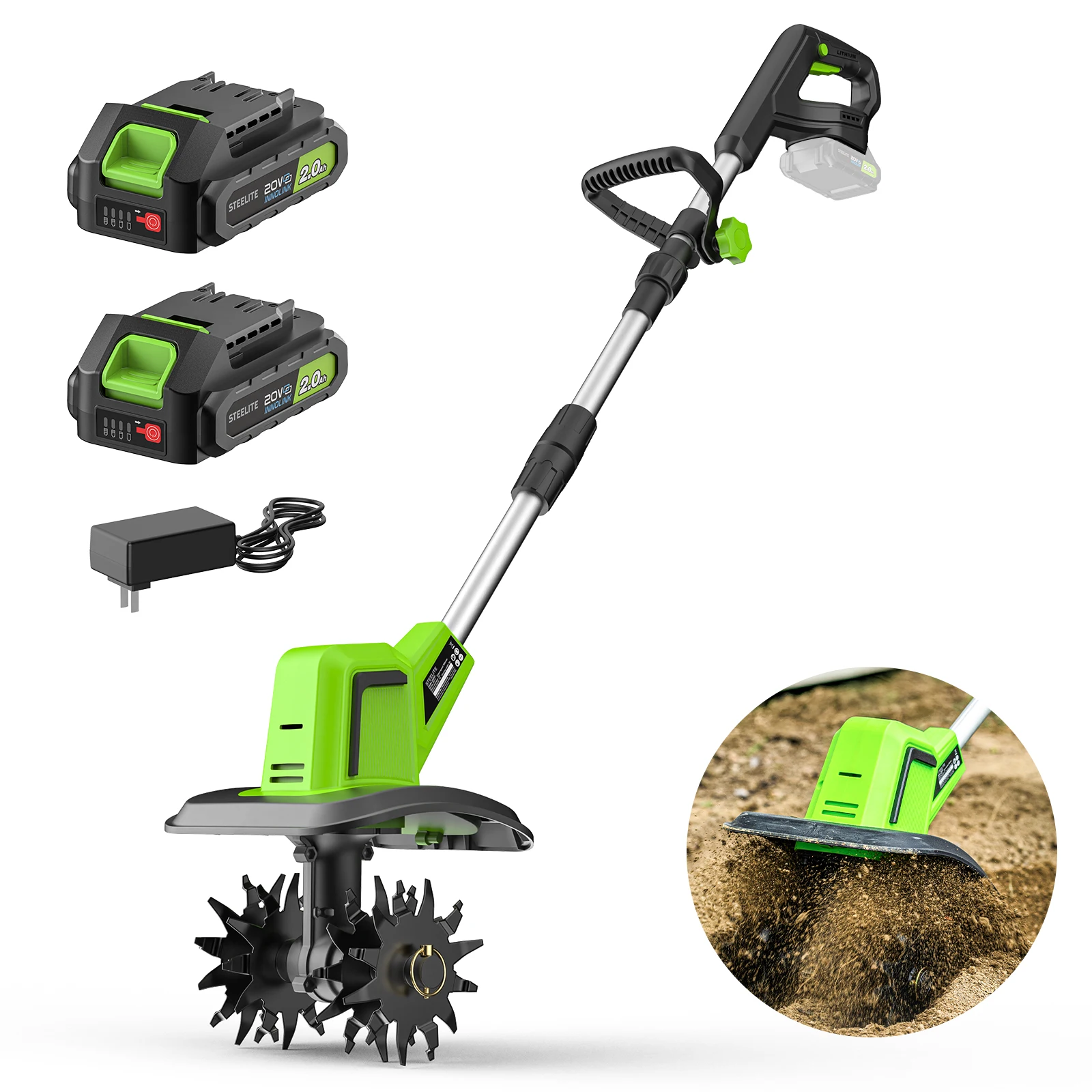 Беспроводная румпель Deli Steelite 21 В, 9-дюймовый электрический садовый культиватор с аккумулятором и зарядным устройством, легкий вес
Беспроводная румпель Deli Steelite 21 В, 9-дюймовый электрический садовый культиватор с аккумулятором и зарядным устройством, легкий вес