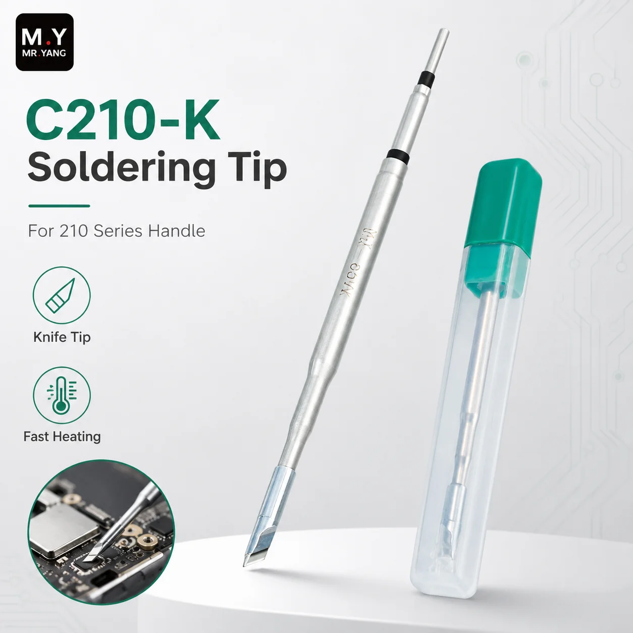 YCS M.Y C210-K Soldering Tip Fast Heat Core Replacement for 210 Series Handle Station Phone PCB BGA IC Welding Repair Tool Kit
YCS M.Y C210-K Soldering Tip Fast Heat Core Replacement for 210 Series Handle Station Phone PCB BGA IC Welding Repair Tool Kit