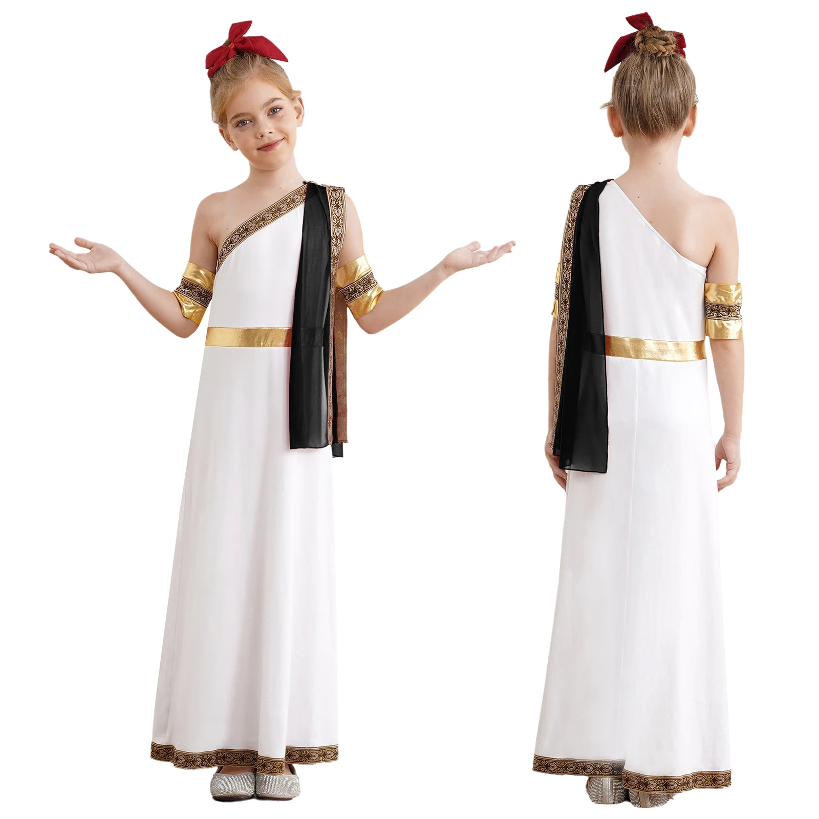 Girls Halloween Ancient Greek Toga Egyptian Roman Princess Goddesses Cosplay Costume One Shoulder Embroidered Robe Dress Cuffs
Girls Halloween Ancient Greek Toga Egyptian Roman Princess Goddesses Cosplay Costume One Shoulder Embroidered Robe Dress Cuffs