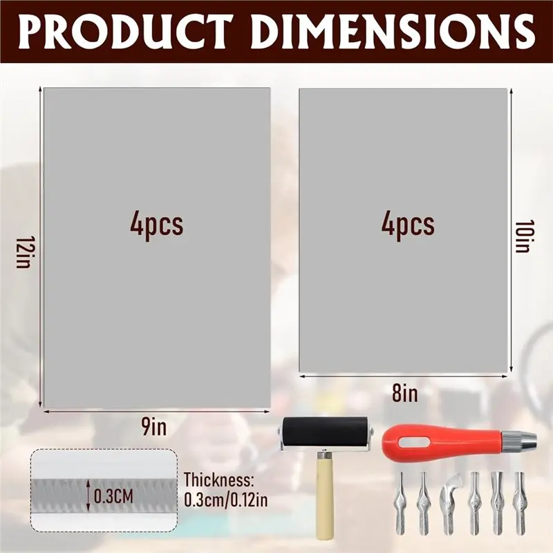 【NOW SAVE】Soft Rubber Carving Block(8Pcs), 8" X 10" And 9" X 12" Linoleum Blocks For Printmaking With Cutting Tools Included
【NOW SAVE】Soft Rubber Carving Block(8Pcs), 8" X 10" And 9" X 12" Linoleum Blocks For Printmaking With Cutting Tools Included