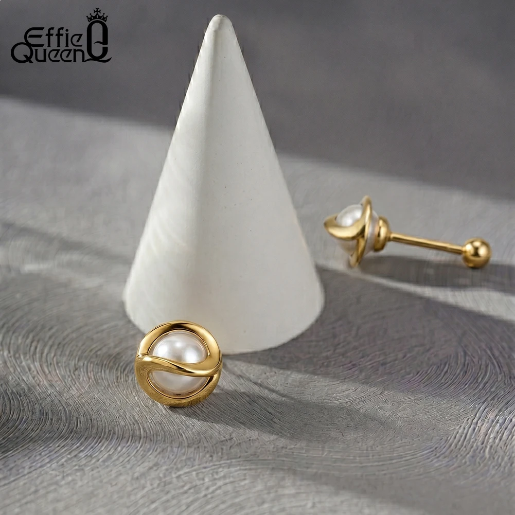 EFFIE QUEEN 925 Sterling Silver 6mm Fresh Water Pearl Stud Earrings Fashion Dainty Pearl Ear Stud Bridal Wedding Gift GPE136
EFFIE QUEEN 925 Sterling Silver 6mm Fresh Water Pearl Stud Earrings Fashion Dainty Pearl Ear Stud Bridal Wedding Gift GPE136