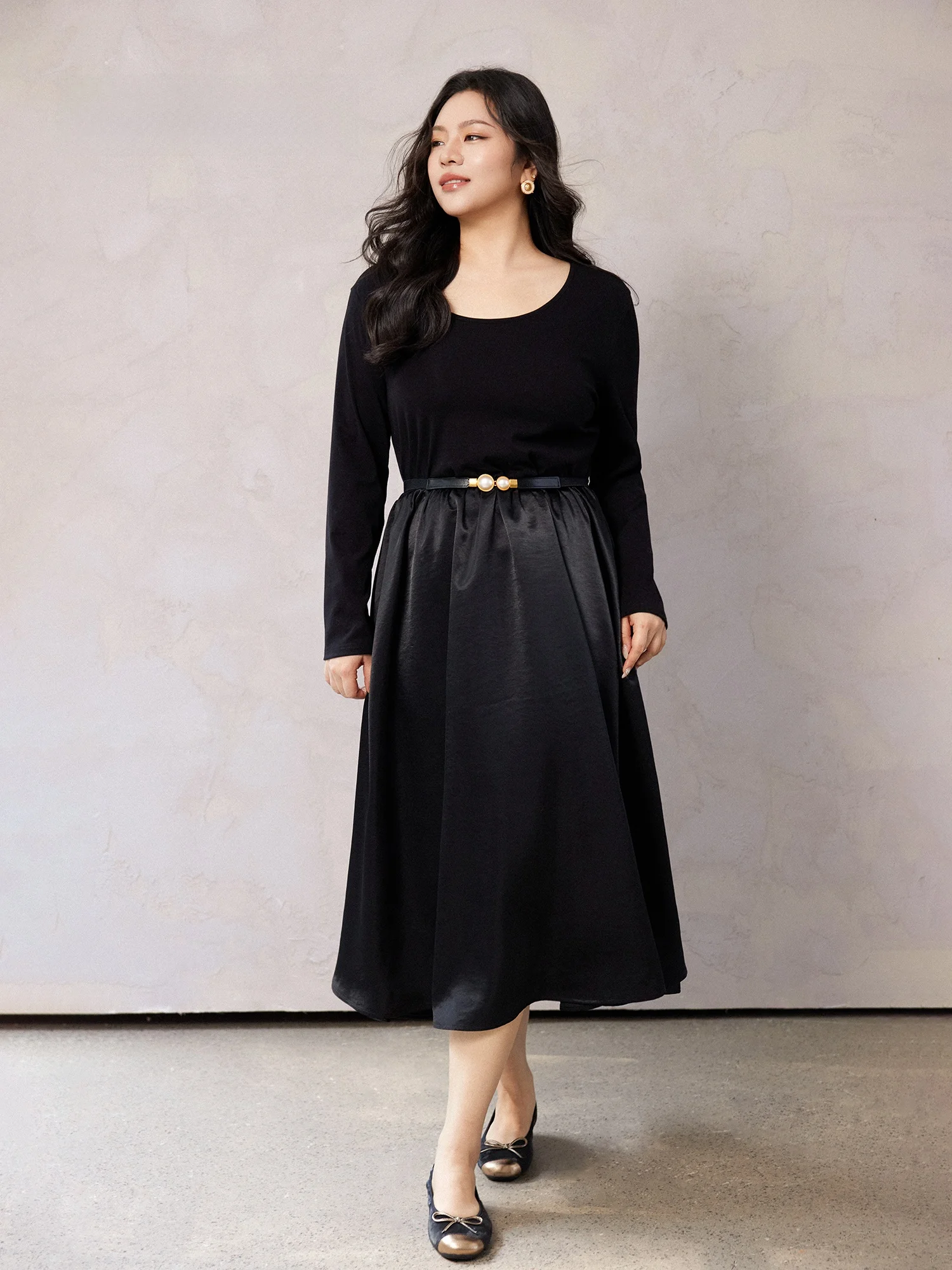 Ele Plusmall Night Waltz Dr iny Satin Slimming Waist Knitted Long Sve A-Line Dr for Women Spring Season
Ele Plusmall Night Waltz Dr iny Satin Slimming Waist Knitted Long Sve A-Line Dr for Women Spring Season