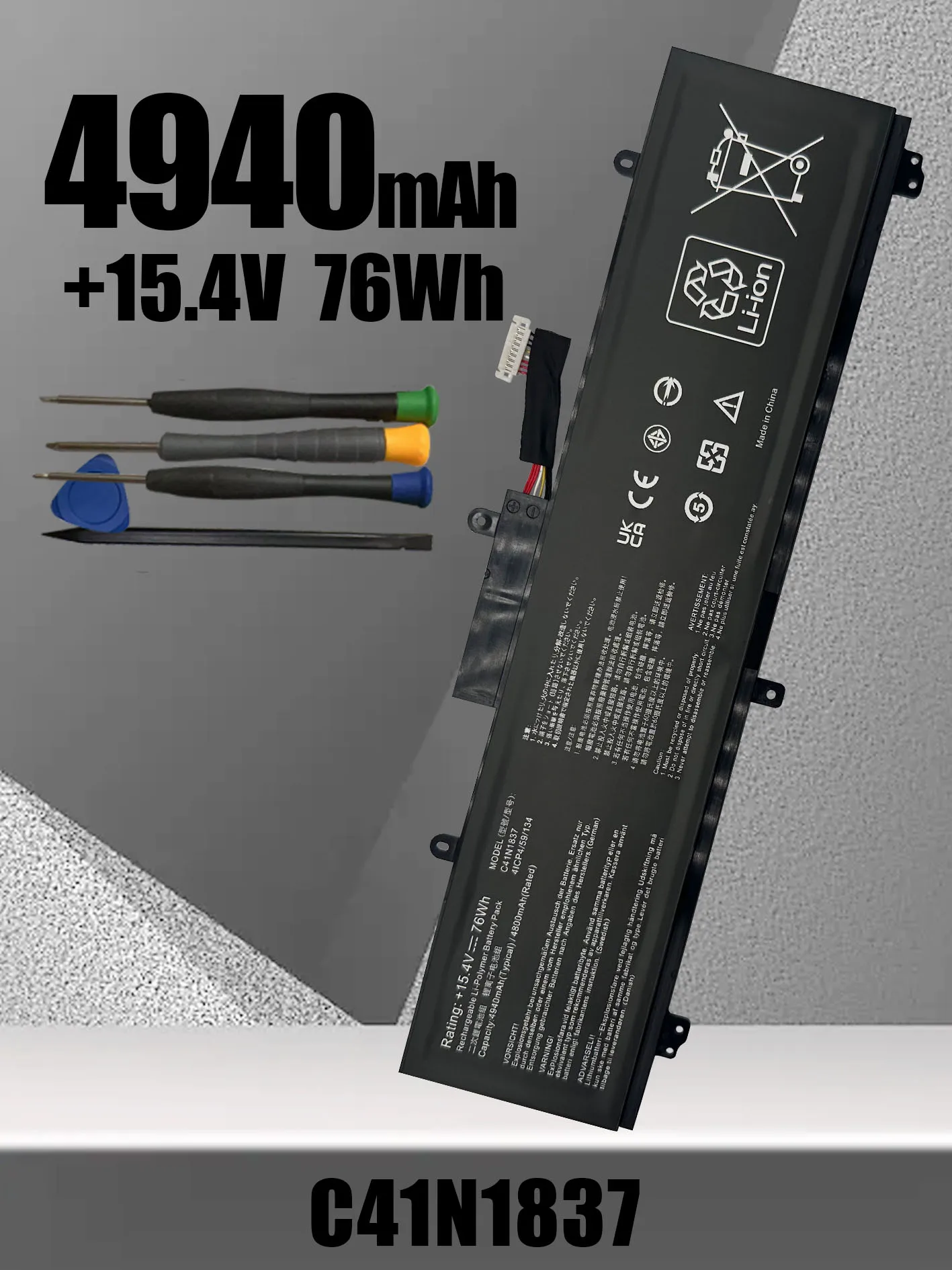Suitable for ASUS ROG Phantom 15 GU502G/GU GU502L GX502G GA502G battery C41N1837
Suitable for ASUS ROG Phantom 15 GU502G/GU GU502L GX502G GA502G battery C41N1837