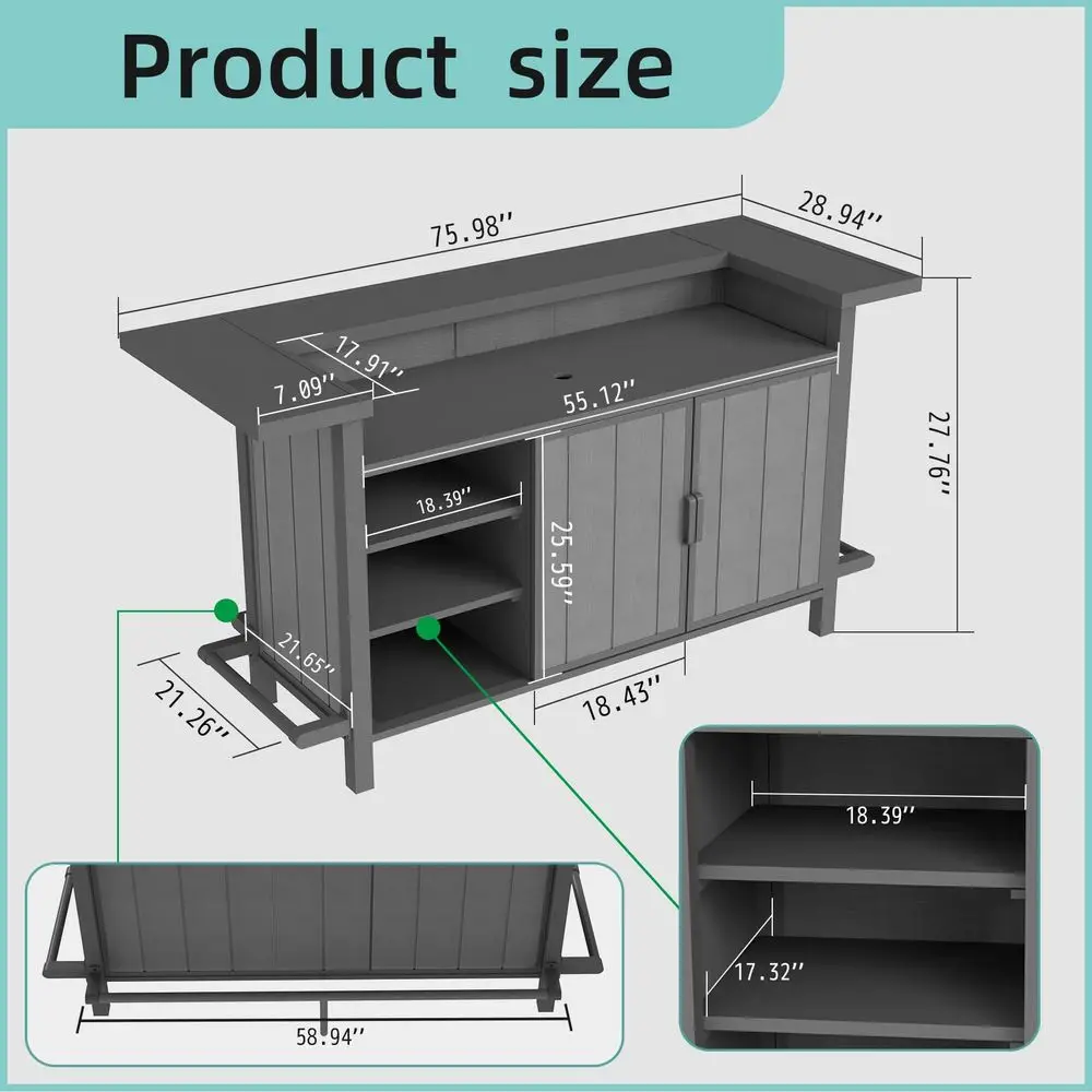 Outdoor Bar Table, Home Bar Unit with Aluminum Frame, Patio Bar Table with Storage Cabinet amp Footrest, Liquor Cabinet Bar for
Outdoor Bar Table, Home Bar Unit with Aluminum Frame, Patio Bar Table with Storage Cabinet amp Footrest, Liquor Cabinet Bar for