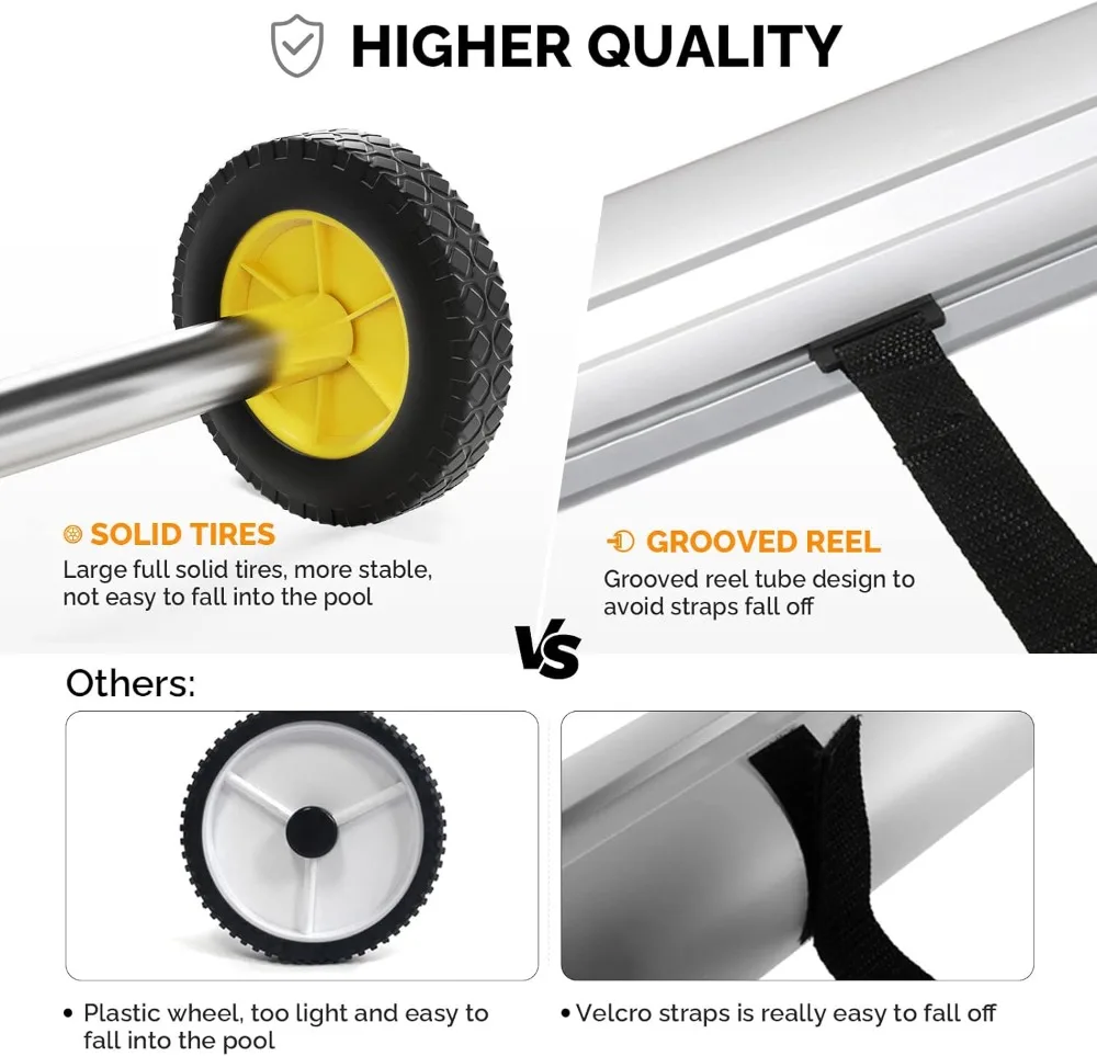 14ft Aluminum Solar Pool Cover Reel Roller for Inground Pools, Easy Assembly & Wheel Portability
14ft Aluminum Solar Pool Cover Reel Roller for Inground Pools, Easy Assembly & Wheel Portability