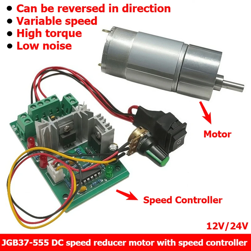 JGB37-555 Miniature DC Speed Reducer Motor for Forward and Reverse Rotation with Speed Controller or Power Connection Cable
JGB37-555 Miniature DC Speed Reducer Motor for Forward and Reverse Rotation with Speed Controller or Power Connection Cable