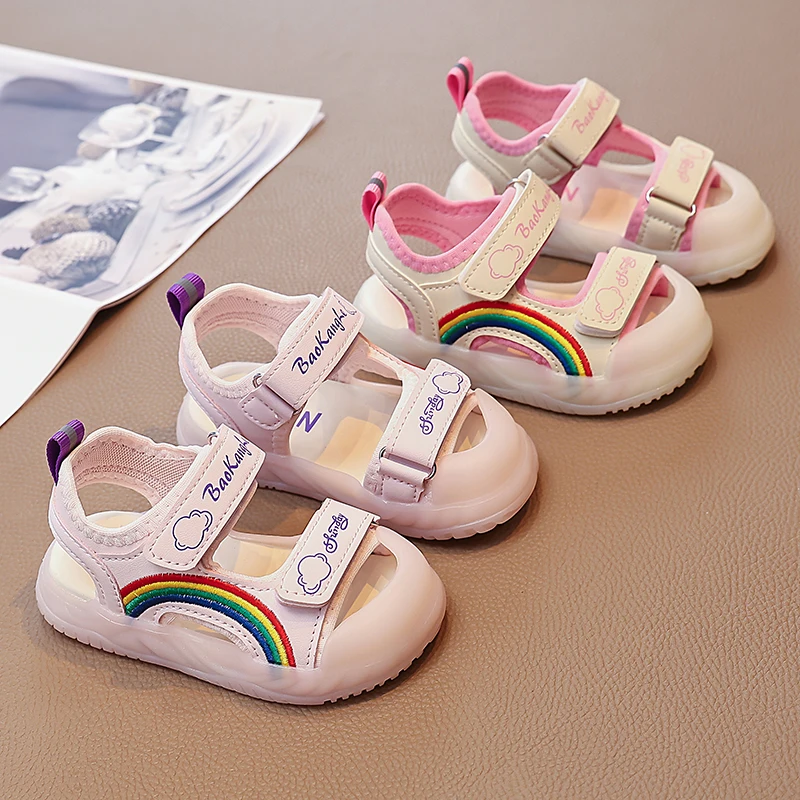 Kids' Casual Shoes Sandals PU Leather Fashion Rainbow Summer Flat Bottom Shoes For Girls Anti-slip Pink White Size 22-31
Kids' Casual Shoes Sandals PU Leather Fashion Rainbow Summer Flat Bottom Shoes For Girls Anti-slip Pink White Size 22-31