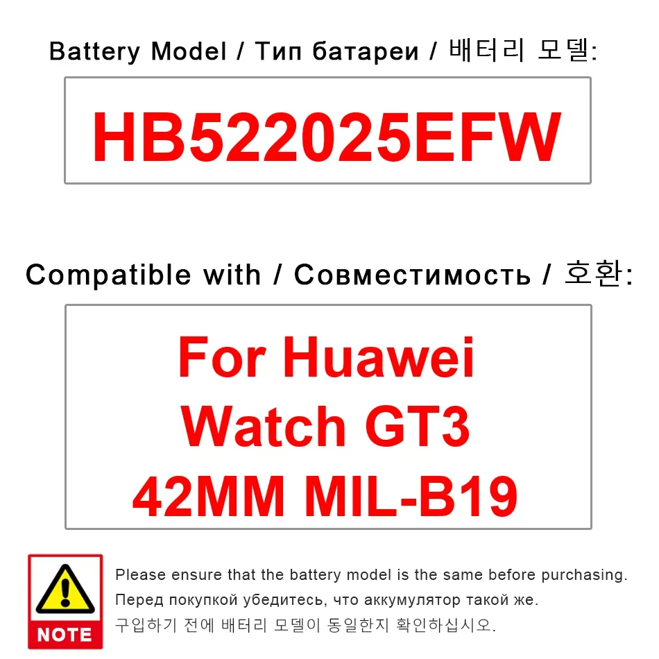 Аккумулятор для часов большой емкости 292 мАч для Huawei Watch GT3 42MM MIL-B19 HB 522025 Высококачественные аккумуляторы EFW
Аккумулятор для часов большой емкости 292 мАч для Huawei Watch GT3 42MM MIL-B19 HB 522025 Высококачественные аккумуляторы EFW