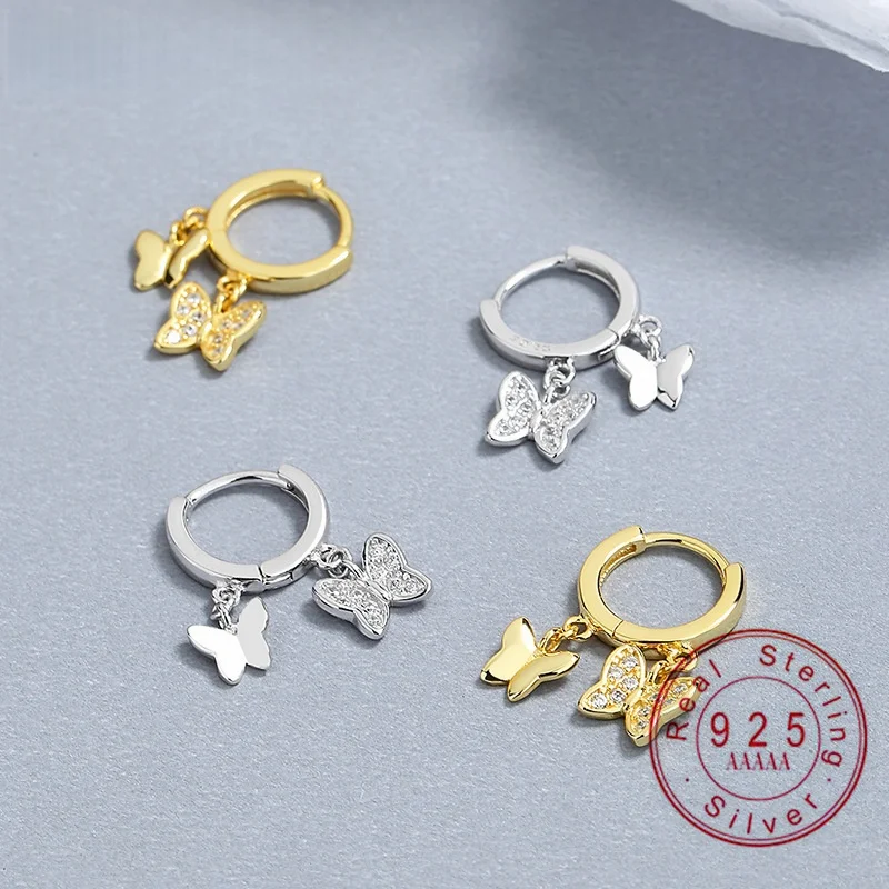 S925 Sterling Silver Butterfly Hoop Earrings Clear Zircon Dangle Huggie Earrings For Women Girls Minimalist Charm Drop Ear Jewel
S925 Sterling Silver Butterfly Hoop Earrings Clear Zircon Dangle Huggie Earrings For Women Girls Minimalist Charm Drop Ear Jewel