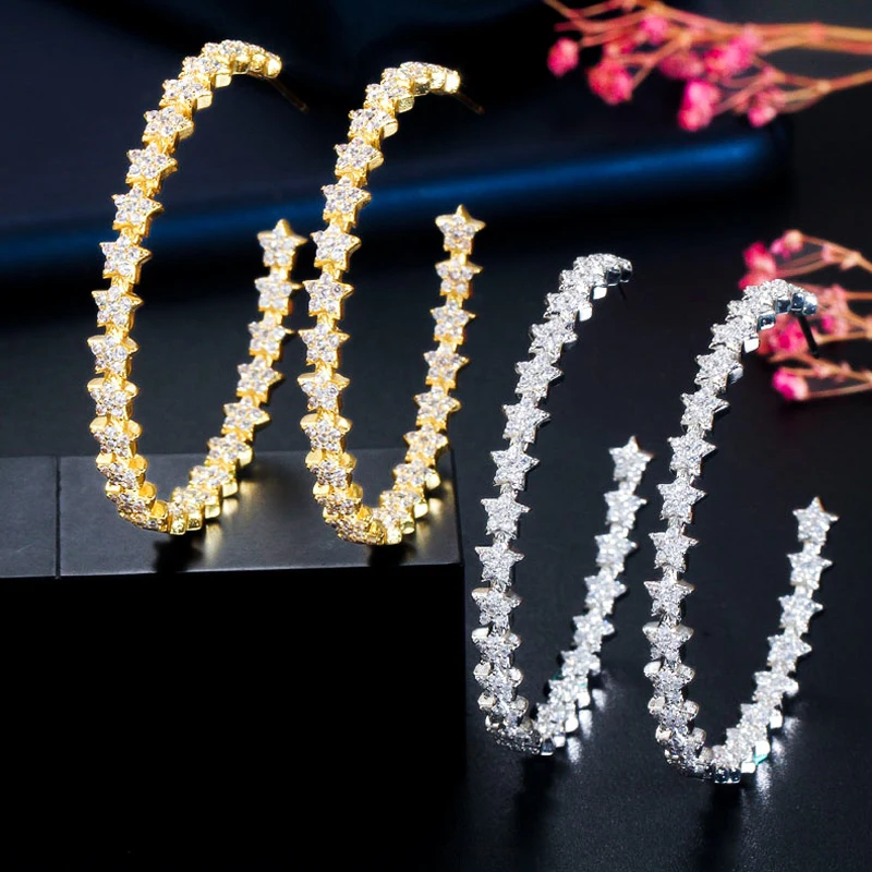 ThreeGraces Brilliant Cubic Zirconia Gold Color Star Shape Big Circle Round Hoop Earrings for Women Korean Fashion Jewelry E1031
ThreeGraces Brilliant Cubic Zirconia Gold Color Star Shape Big Circle Round Hoop Earrings for Women Korean Fashion Jewelry E1031