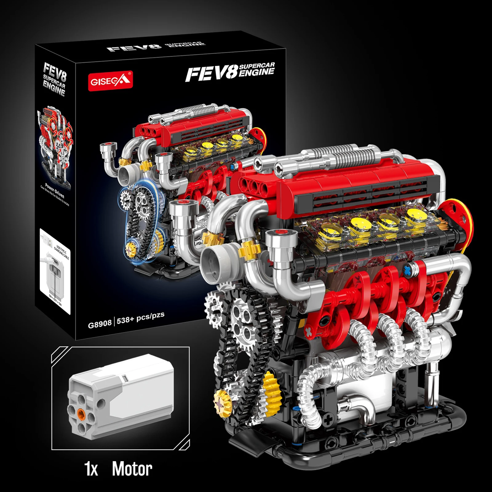 GISEGA G8908 558 Pieces V8 Engine Building Blocks Set Classic Supercar Model Kit Small Particle DIY Toy for Kids
GISEGA G8908 558 Pieces V8 Engine Building Blocks Set Classic Supercar Model Kit Small Particle DIY Toy for Kids
