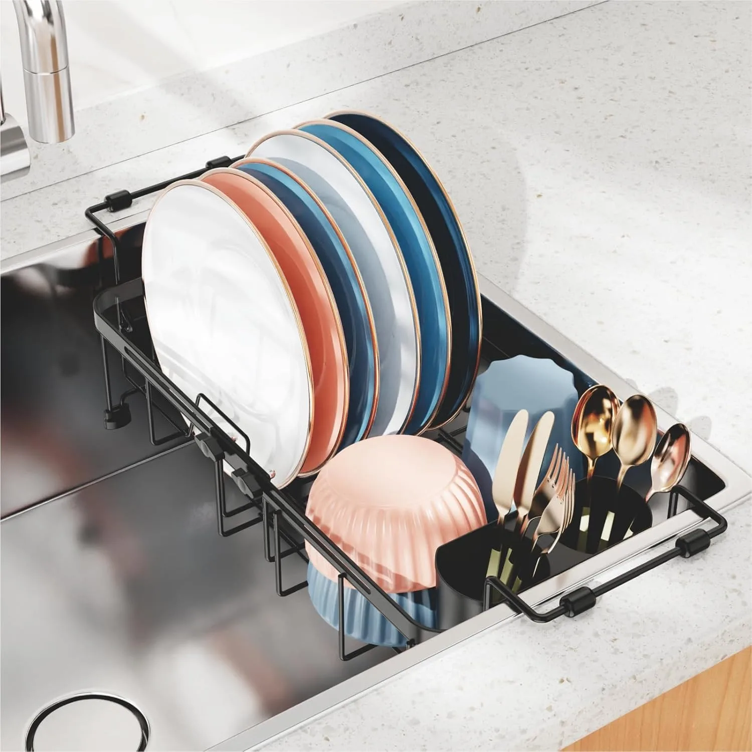 Narrow 9.1" Expandable Dish Drying Rack For RV Apartment Small Sink With Lock Knob And Non Slip Rubber Arms Black
Narrow 9.1" Expandable Dish Drying Rack For RV Apartment Small Sink With Lock Knob And Non Slip Rubber Arms Black