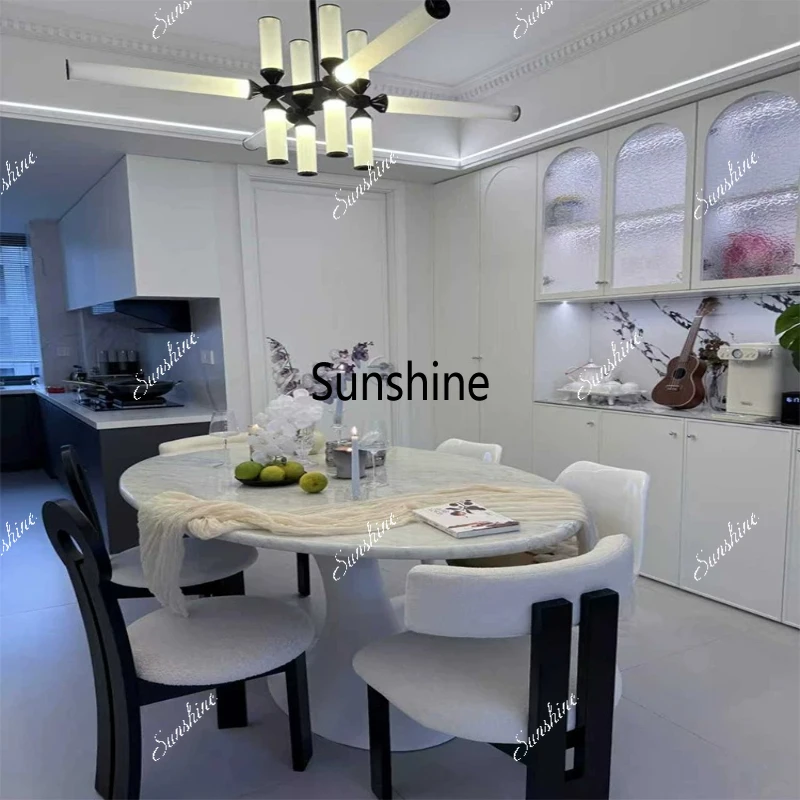 French cream style dining table Italian minimalist household UFO oval medium white
French cream style dining table Italian minimalist household UFO oval medium white