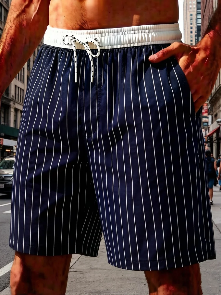 Plus Size Mens Navy Vertical Striped Drawstring Casual Shorts Elastic Waist Side Pockets Daily Walking Shorts
Plus Size Mens Navy Vertical Striped Drawstring Casual Shorts Elastic Waist Side Pockets Daily Walking Shorts