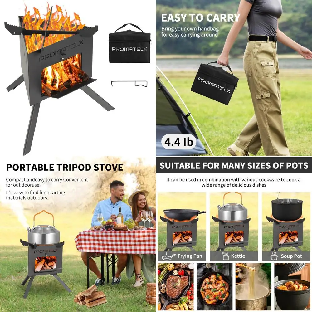 Compact Wood-Burning Camping Stove with Carry Bag, Perfect for Outdoor Adventures and Backyard Cooking
Compact Wood-Burning Camping Stove with Carry Bag, Perfect for Outdoor Adventures and Backyard Cooking