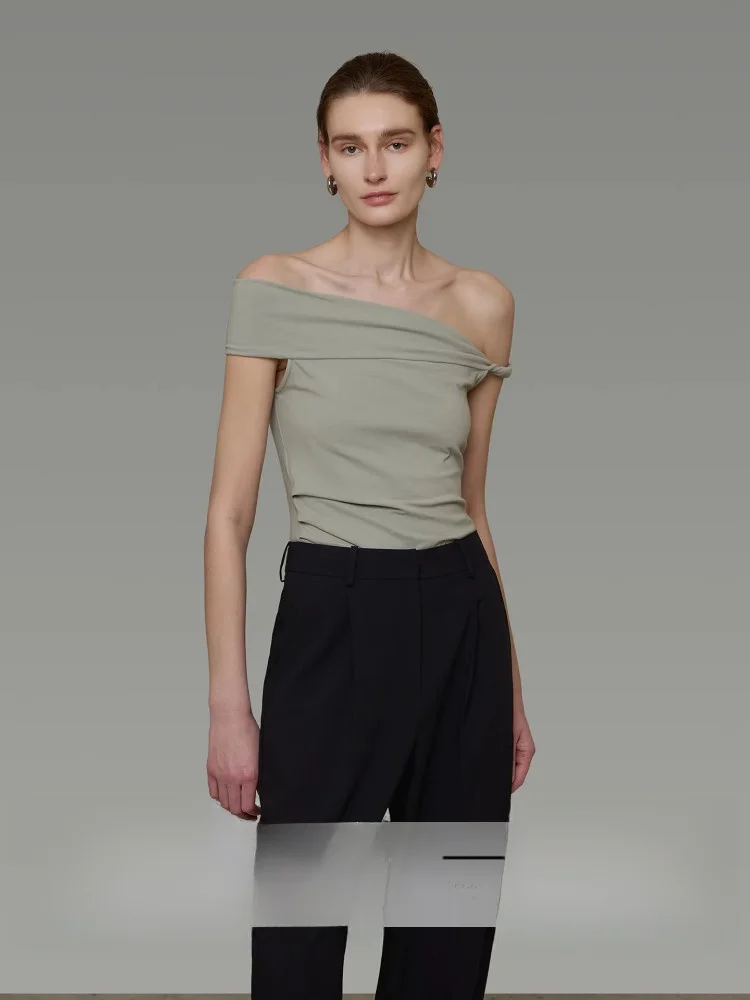 Elegant Shoulder Bared Top Women's Slim Fit Short Sleeve Knot Stylish Versatile Slant Shoulder T-shirt Cotton Blend Casual Wear
Elegant Shoulder Bared Top Women's Slim Fit Short Sleeve Knot Stylish Versatile Slant Shoulder T-shirt Cotton Blend Casual Wear