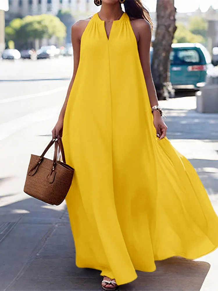 Plus Size VONDA Sleeveless Long Dress Women Halter Maxi Sundress 2025 Summer Fashion Casual Beach Vestido Solid V-Neck Sexy Robe
Plus Size VONDA Sleeveless Long Dress Women Halter Maxi Sundress 2025 Summer Fashion Casual Beach Vestido Solid V-Neck Sexy Robe