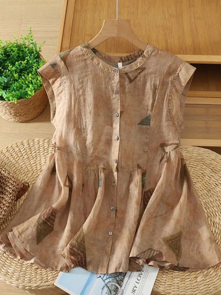 Retro Floral Print Linen Sleeveless Shirt Women Summer Slimming Casual Babydoll Top Breathable Loose Fit round Neck Open Card...
Retro Floral Print Linen Sleeveless Shirt Women Summer Slimming Casual Babydoll Top Breathable Loose Fit round Neck Open Card...
