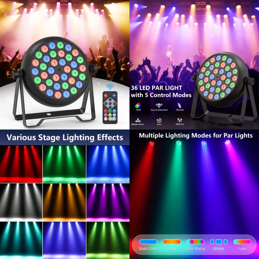 36 LED RGB Par Light with Remote Control for Party KTV Disco Stage Lighting DMX512 Lamp for DJ Booth Home Theater Wedding
36 LED RGB Par Light with Remote Control for Party KTV Disco Stage Lighting DMX512 Lamp for DJ Booth Home Theater Wedding