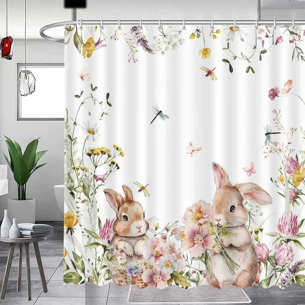Spring Easter Bunny Shower Curtain 180x180cm with 12 Hooks Fabric Bath Curtain Polyester Washable Bathtub Curtain Easter Decor
Spring Easter Bunny Shower Curtain 180x180cm with 12 Hooks Fabric Bath Curtain Polyester Washable Bathtub Curtain Easter Decor