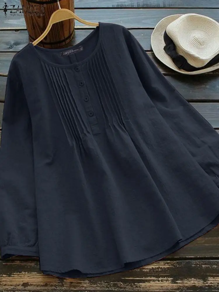 ZANZEA Fashion New Blouse For Women Long Sleeve Solid Pleated Tops Office Lady Shirt Loose Vintage Cotton Shirts Oversize Mujer
ZANZEA Fashion New Blouse For Women Long Sleeve Solid Pleated Tops Office Lady Shirt Loose Vintage Cotton Shirts Oversize Mujer