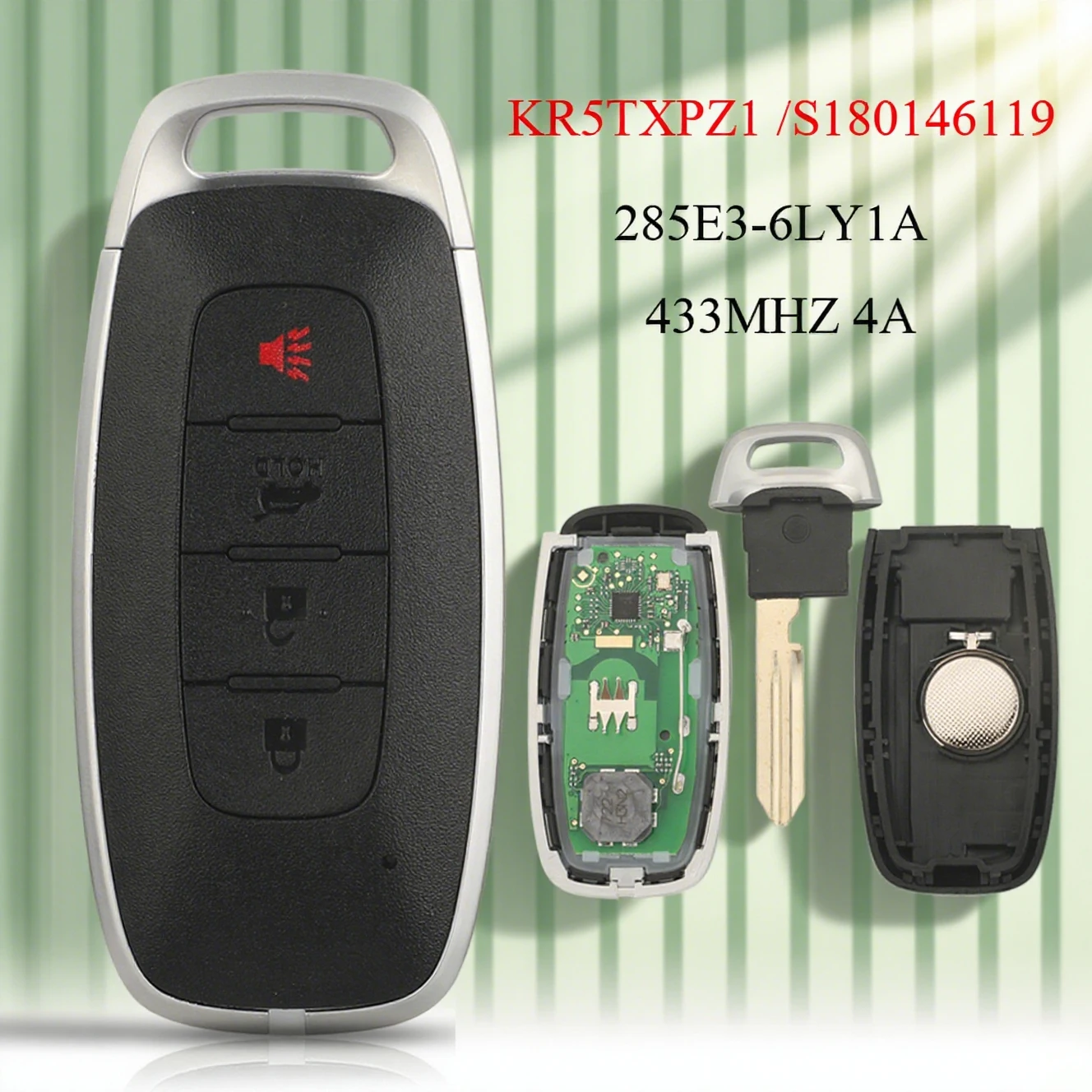 Jingyuqin S180146119 KR5TXPZ1 433 МГц 4A чип дистанционный автомобильный ключ для Nissan Versa 2023 2024 Auto 4BT умный брелок без ключа 285E3-6LY1A
Jingyuqin S180146119 KR5TXPZ1 433 МГц 4A чип дистанционный автомобильный ключ для Nissan Versa 2023 2024 Auto 4BT умный брелок без ключа 285E3-6LY1A