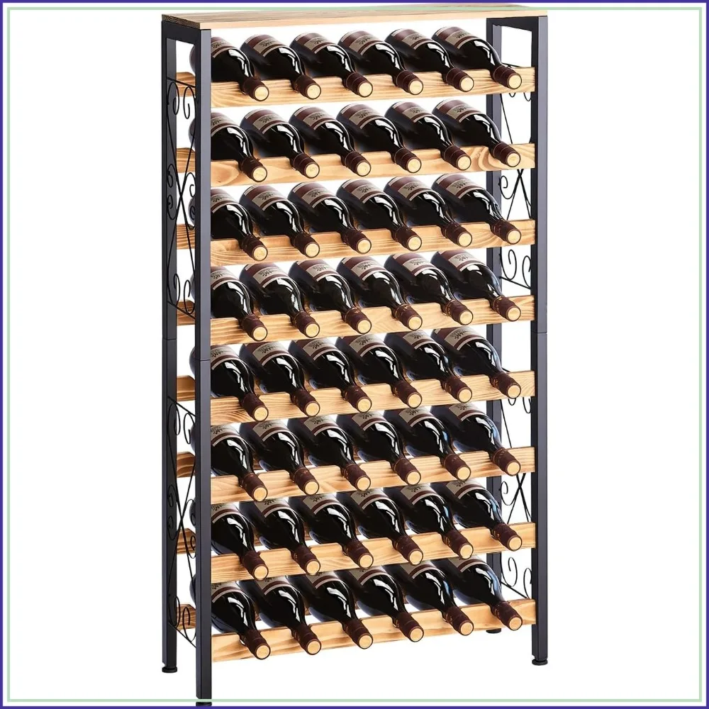 48 Bottle Wine Rack, 8-Tier Iron & Wood Floor Display, 26"L x 9.3"W x 46.9"H, for Kitchen, Cellar, Bar
48 Bottle Wine Rack, 8-Tier Iron & Wood Floor Display, 26"L x 9.3"W x 46.9"H, for Kitchen, Cellar, Bar
