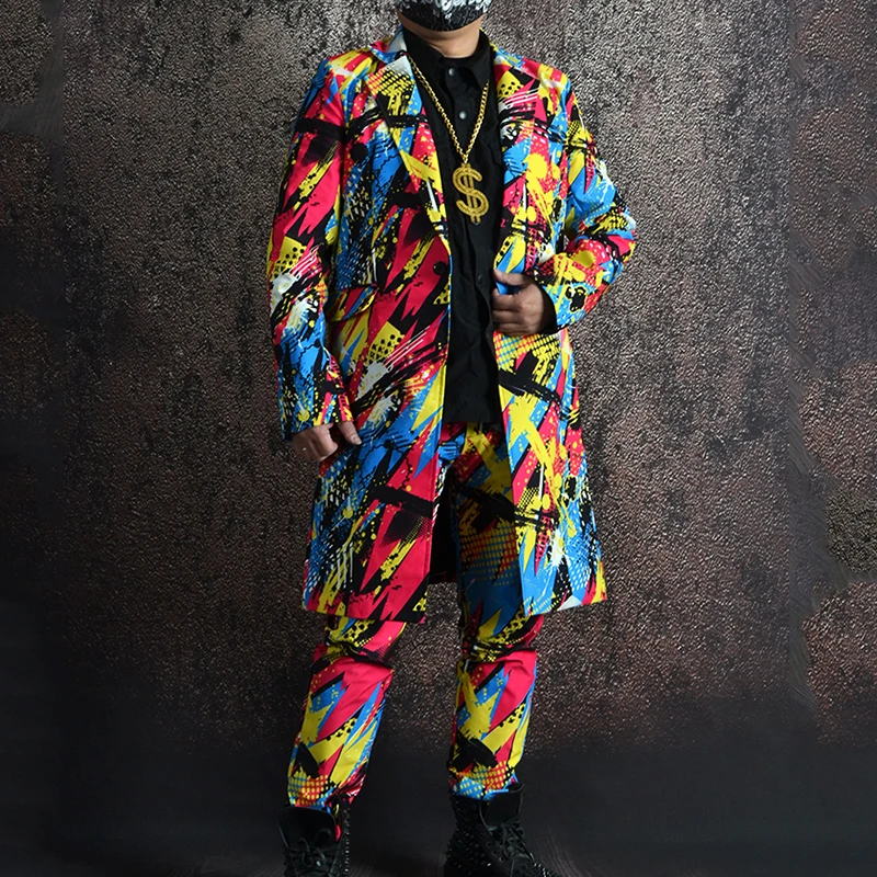 Men's Stage Outfit Jazz Hip Hop Street Dance Costume Graffiti Printed Casual Suit Male Long Coat Colorful Performance Wear 3660
Men's Stage Outfit Jazz Hip Hop Street Dance Costume Graffiti Printed Casual Suit Male Long Coat Colorful Performance Wear 3660