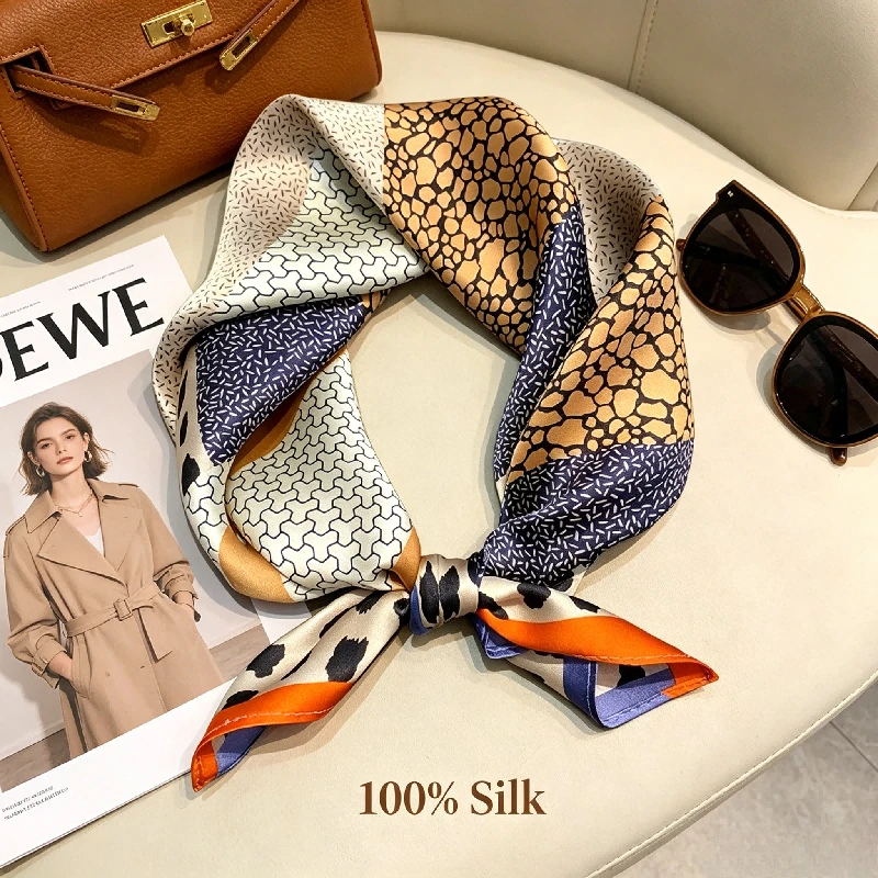 Korean Version Versatile Leopard Print Geometric Small Square Scarf Tied Bag Hair Decoration Sunscreen Neck Mulberry Silk Scarf
Korean Version Versatile Leopard Print Geometric Small Square Scarf Tied Bag Hair Decoration Sunscreen Neck Mulberry Silk Scarf