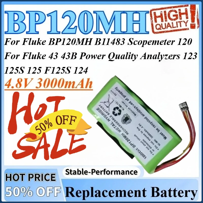 4.8V 3000mAh Battery For Fluke 43 43B For Fluke B11483 BP120MH Scopemeter 120 Power Quality Analyzers 125S 123 F125S 125 124
4.8V 3000mAh Battery For Fluke 43 43B For Fluke B11483 BP120MH Scopemeter 120 Power Quality Analyzers 125S 123 F125S 125 124