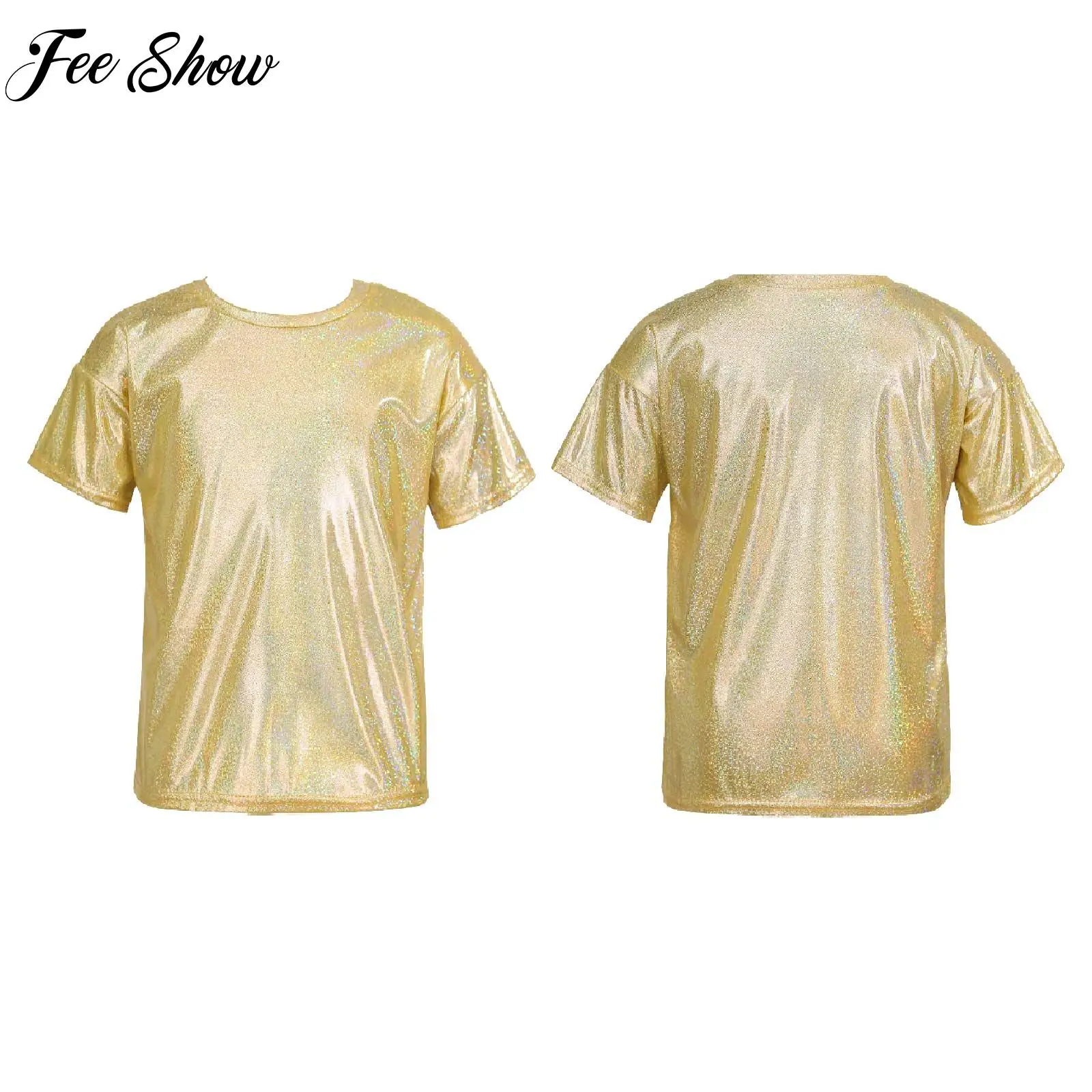 Fashion Unisex Kids Sparkly Jazz Dance Tops Metallic Shiny Casual T-shirt for Girl Boy Hip Hop Dancing Performance Party Costume
Fashion Unisex Kids Sparkly Jazz Dance Tops Metallic Shiny Casual T-shirt for Girl Boy Hip Hop Dancing Performance Party Costume