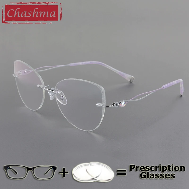 Chashma женские очки Cate Eye без оправы по рецепту, легкие титановые блестящие модные стильные очки, очки
Chashma женские очки Cate Eye без оправы по рецепту, легкие титановые блестящие модные стильные очки, очки