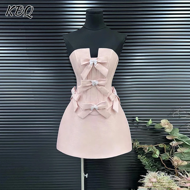 KBQ Solid Temperament Dresses For Women Strapless Sleeveless High Waist Patchwork Bowknot Designer Dress Female Fashion Style
KBQ Solid Temperament Dresses For Women Strapless Sleeveless High Waist Patchwork Bowknot Designer Dress Female Fashion Style