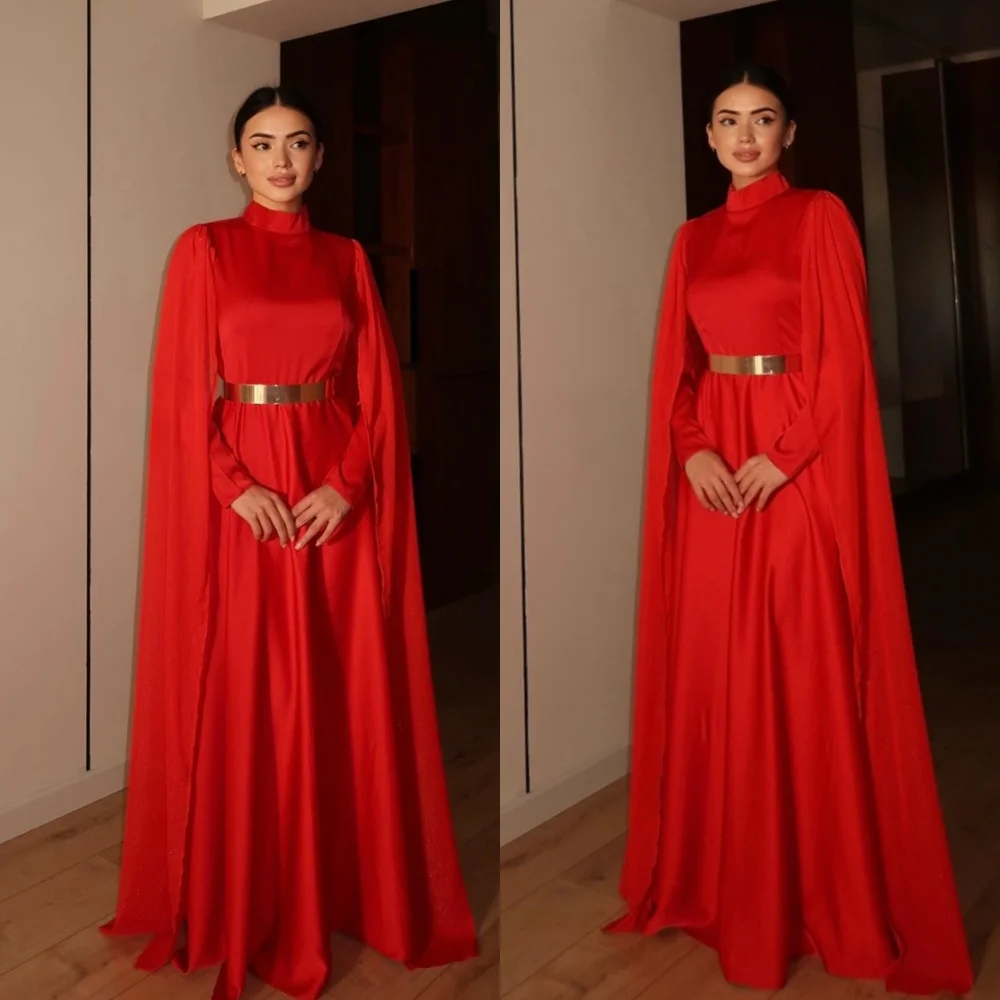 Customized Simple Red Satin Evening Dress Formal High Neckline Long Sleeves Homecoming Dresses Fashion Special Occasio
Customized Simple Red Satin Evening Dress Formal High Neckline Long Sleeves Homecoming Dresses Fashion Special Occasio