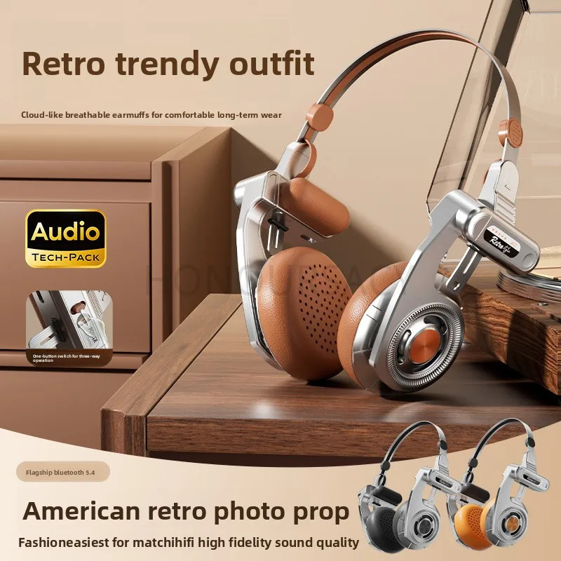 Industrial Aesthetic Headphones Metal Frame Brown Leather Wireless Headphones for Trendy Outfits
Industrial Aesthetic Headphones Metal Frame Brown Leather Wireless Headphones for Trendy Outfits