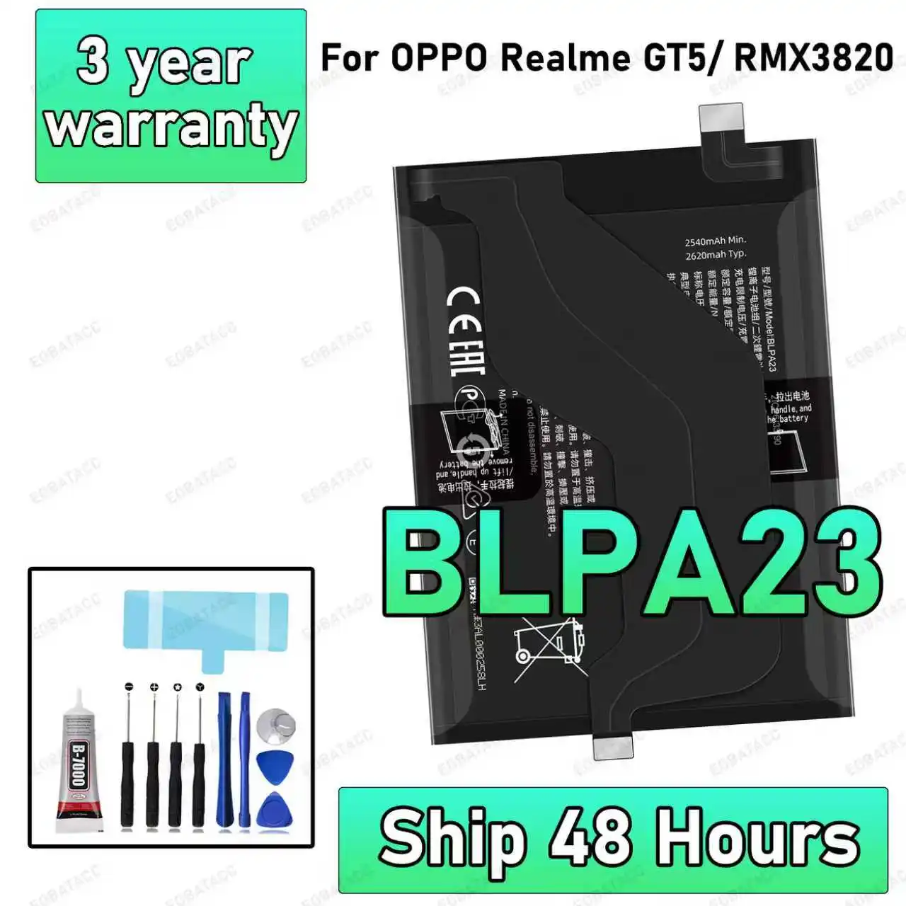 100% New High Quality BLPA23 Battery For OPPO Realme GT5/RMX3820 Phone Replacement Bateria BATTERY +Free Tools 
100% New High Quality BLPA23 Battery For OPPO Realme GT5/RMX3820 Phone Replacement Bateria BATTERY +Free Tools