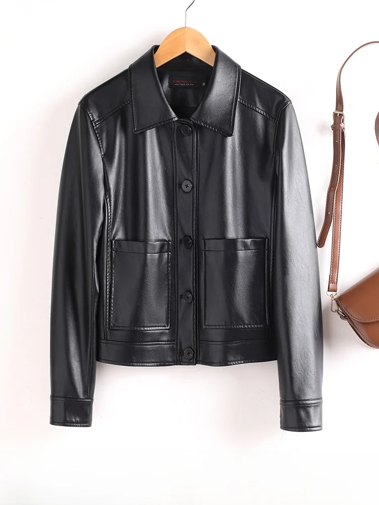 Женская повседневная куртка из натуральной кожи Ning, из овчины, весна-осень, новая модель, приталенная, большие размеры
Женская повседневная куртка из натуральной кожи Ning, из овчины, весна-осень, новая модель, приталенная, большие размеры