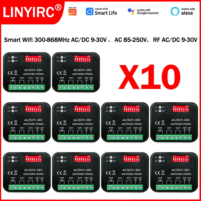 10pcs Works With Tuya Wifi Smart Switch Garage Door Opener Remote Control Receiver 300-868MHz Universal Receiver Module Relay
10pcs Works With Tuya Wifi Smart Switch Garage Door Opener Remote Control Receiver 300-868MHz Universal Receiver Module Relay