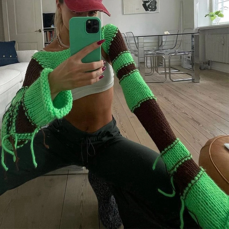 Y2K Streetwear Women Contrast Knitted Crop Top Long Sleeve Basic Patchwork Short Pullover Summer Female Sweater Knitwear
Y2K Streetwear Women Contrast Knitted Crop Top Long Sleeve Basic Patchwork Short Pullover Summer Female Sweater Knitwear