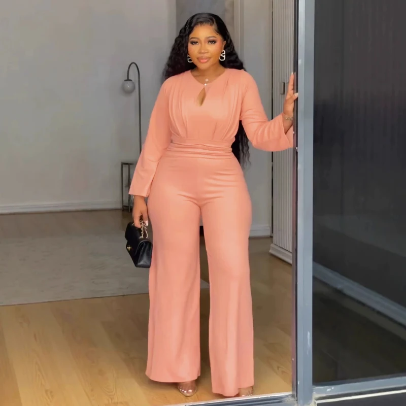Fashion Women O Neck Long Sleeve Straight Wide Leg Pants Rompers Office Lady Jumpsuits Pink Loose One Piece Overalls Streetwear
Fashion Women O Neck Long Sleeve Straight Wide Leg Pants Rompers Office Lady Jumpsuits Pink Loose One Piece Overalls Streetwear
