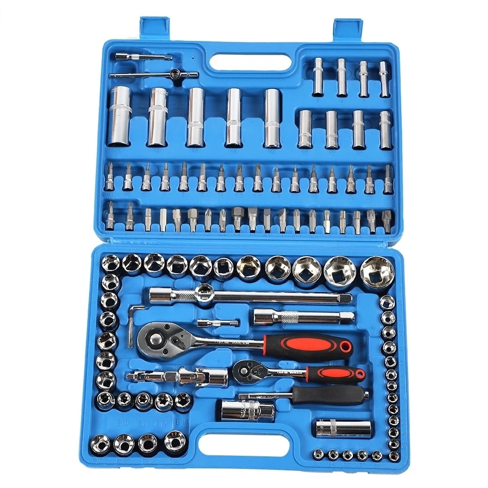 108-Piece 1/4" & 1/2" Drive Socket Ratchet Wrench Set - CR40 Chrome Vanadium Steel Tool Kit with Hard Case
108-Piece 1/4" & 1/2" Drive Socket Ratchet Wrench Set - CR40 Chrome Vanadium Steel Tool Kit with Hard Case