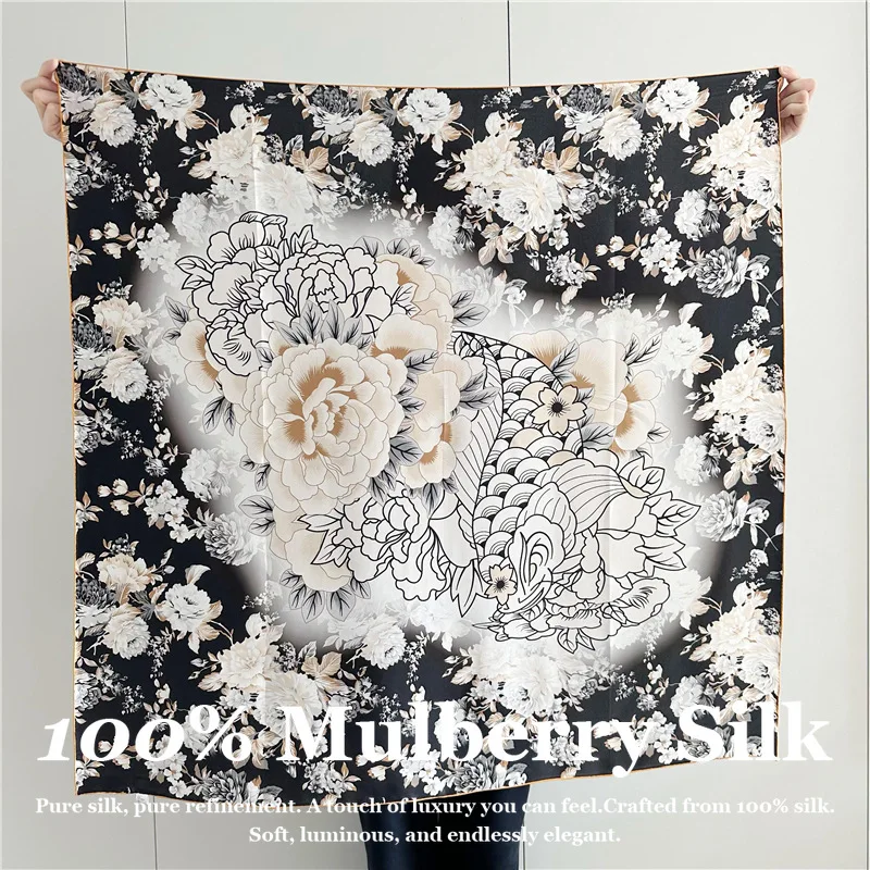 108cm Real Silk Scarf Women 100% Mulberry Silk Hand Rolled Edge Luxury Floral Print Hijab Shawl Pashmina Poncho Scarves Bandana
108cm Real Silk Scarf Women 100% Mulberry Silk Hand Rolled Edge Luxury Floral Print Hijab Shawl Pashmina Poncho Scarves Bandana