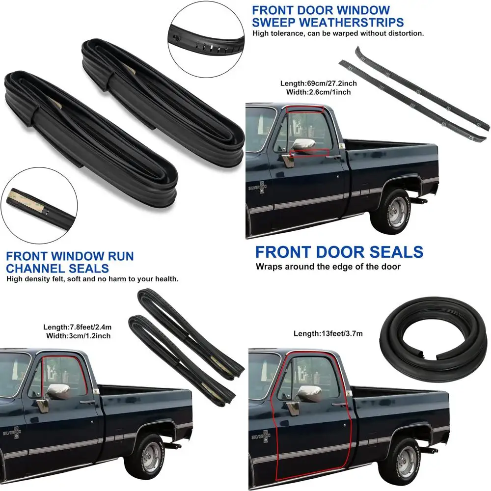 Комплект уплотнительных накладок из резинового фетра для передней двери, окна, совместимый с Chevy C10 C20 C30 K10 K20 K30 R1500 R 1973-1991 гг.
Комплект уплотнительных накладок из резинового фетра для передней двери, окна, совместимый с Chevy C10 C20 C30 K10 K20 K30 R1500 R 1973-1991 гг.