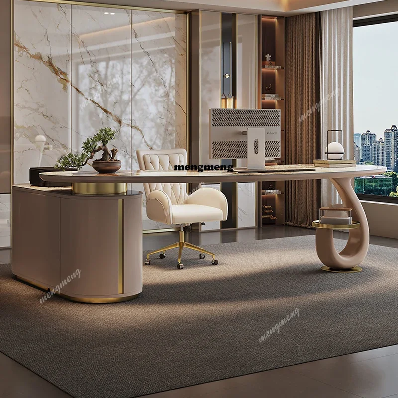 New arrive elegant rock plate office table Modern minimalist design high-end Computer desk side cabinet mesa para escritório fur
New arrive elegant rock plate office table Modern minimalist design high-end Computer desk side cabinet mesa para escritório fur