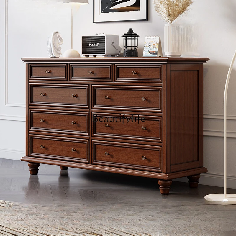 American all solid wood retro drawer cabinet storage large capacity living room bedroom cabinet
American all solid wood retro drawer cabinet storage large capacity living room bedroom cabinet