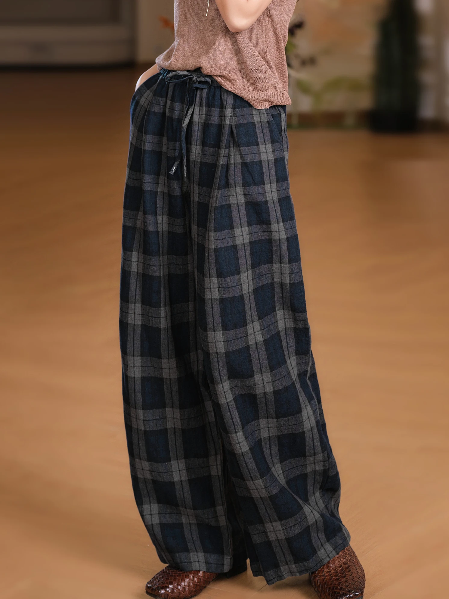 Recommended! Little Ear Production 100 Colors Woven Linen Retro Plaid Trousers Women's Elastic Waist Casual Straight Leg Pants
Recommended! Little Ear Production 100 Colors Woven Linen Retro Plaid Trousers Women's Elastic Waist Casual Straight Leg Pants