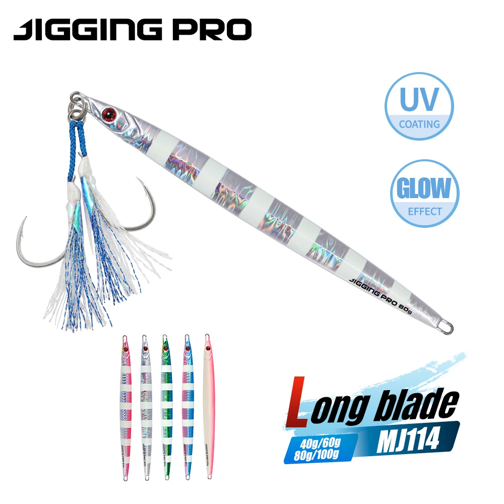 JIGGING PRO Long Blade 40g 60g 80g 100g Long Metal Jig Inshore Boat Fishing Fast Sinking Jigging Lure Artificial Bait With Hook
JIGGING PRO Long Blade 40g 60g 80g 100g Long Metal Jig Inshore Boat Fishing Fast Sinking Jigging Lure Artificial Bait With Hook