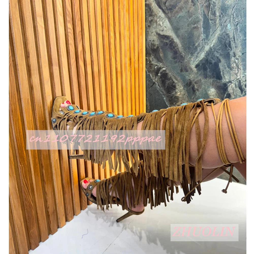 Blue Jewel-Encrusted Tassel High Heels Women'S Round-Toe Stiletto Heels Cross-Strap Knee-High Boots Elegant Gladiator Sandals 46
Blue Jewel-Encrusted Tassel High Heels Women'S Round-Toe Stiletto Heels Cross-Strap Knee-High Boots Elegant Gladiator Sandals 46