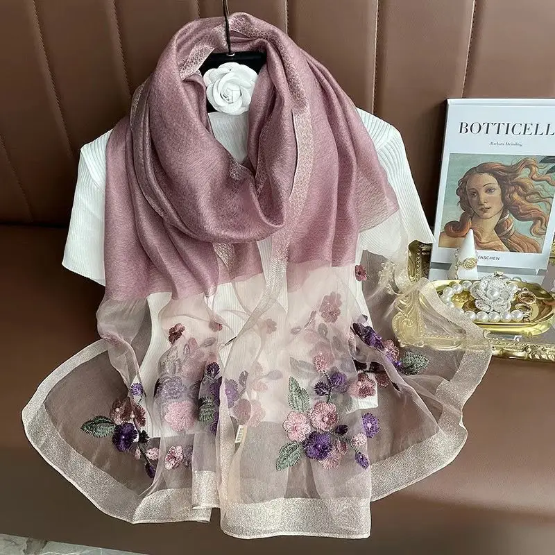 New Embroidered Flower Silk Scarf Women's Dingzhu Embroidered Silk Scarf Fashion Versatile Warm Shawl Long Style E5787
New Embroidered Flower Silk Scarf Women's Dingzhu Embroidered Silk Scarf Fashion Versatile Warm Shawl Long Style E5787