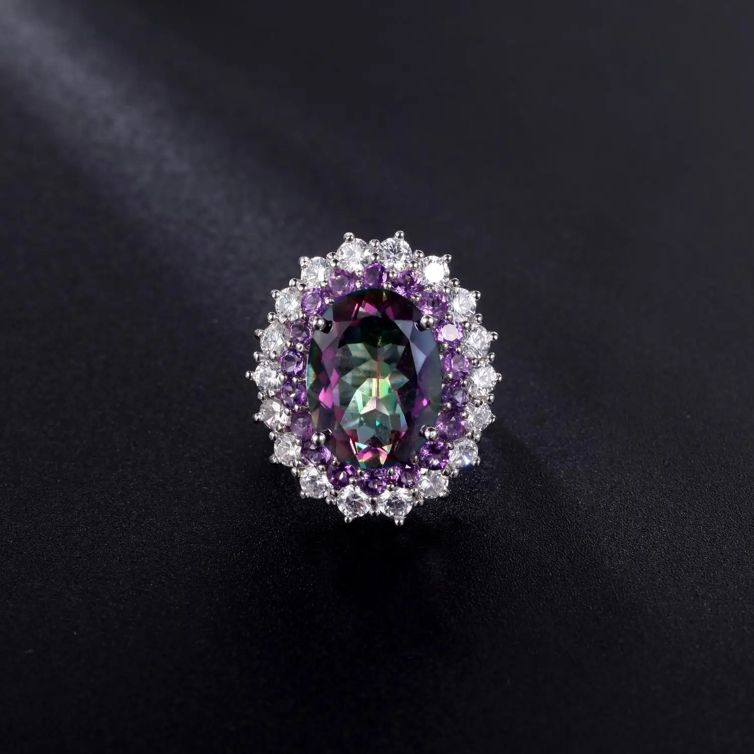 GEM'S BALLET November Birthstone Ring 9.10Ct 12x16mm Oval Rainbow Mystic Quartz Gemstone 925 Sterling Silver Ring Gift For Her
GEM'S BALLET November Birthstone Ring 9.10Ct 12x16mm Oval Rainbow Mystic Quartz Gemstone 925 Sterling Silver Ring Gift For Her